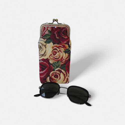 Etui à lunettes Gabin – Collection Arazzo – Fleur rouge