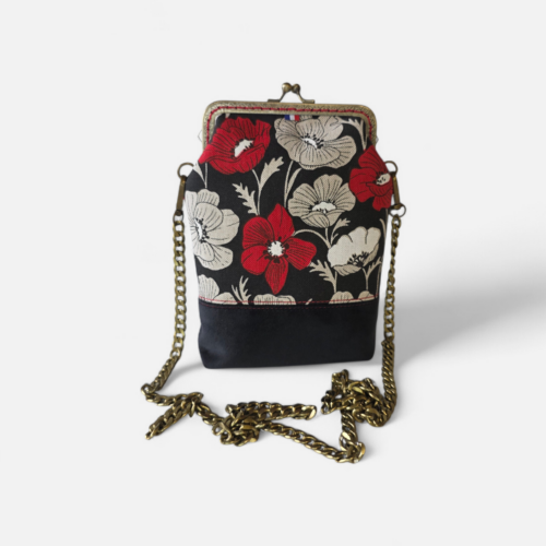 Sacoche Minaudière Alma – Collection Pavot – Noir & blanc