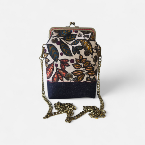 Sacoche Minaudière Alma – Collection Fleurs – Feuillage blanc