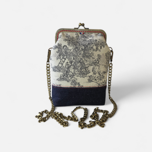 Sacoche Minaudière Alma – Collection Toile de Jouy – noir