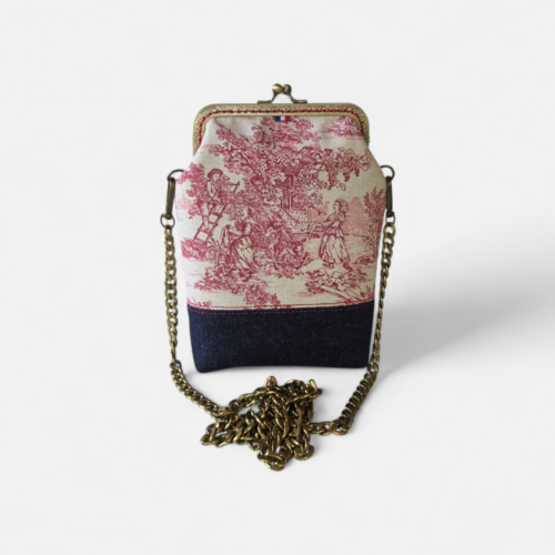 Sacoche Minaudière Alma – Collection Toile de Jouy – Rouge