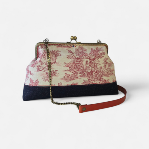 Sac à main Marius – Collection Toile de Jouy – Rouge