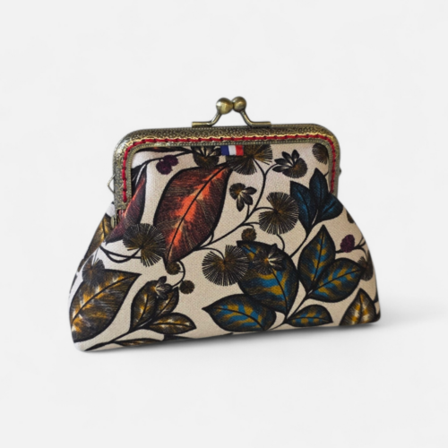 Porte-monnaie Marius – Collection Fleurs – Feuillages Blanc