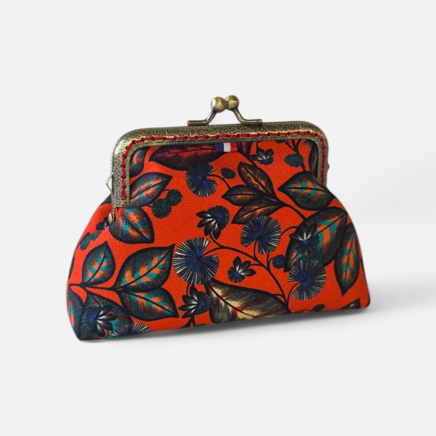 Porte-monnaie Marius - Collection Fleurs - Feuillages orange