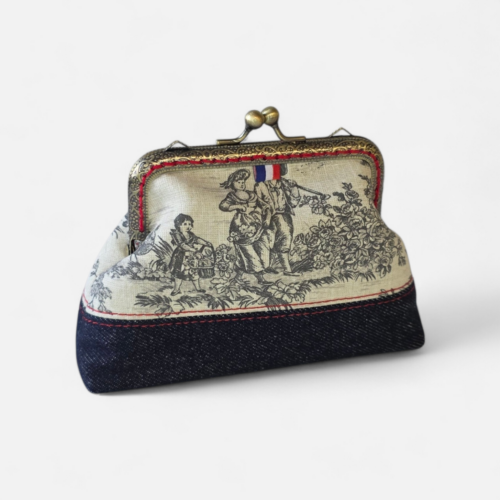 Porte-monnaie Marius – Collection Toile de Jouy – Noir