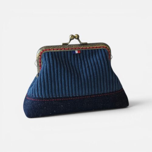 Porte-monnaie Marius – Collection Velours et denim – Bleu